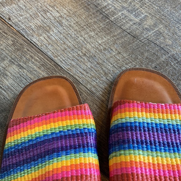 Lucky Brand Frijajana Stripe Slide Sandals Rainbow - Picture 8 of 9
